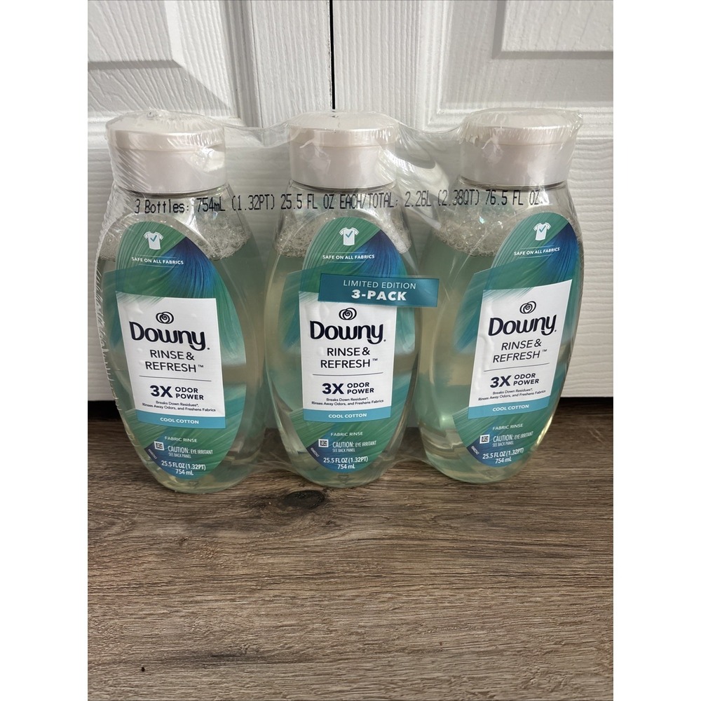 3 Downy Rinse & Refresh COOL COTTON Scent Deep Cleansing Fabric Rinse 25.5 FL oz